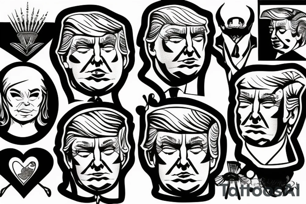 TRUMP FACE blackwork tattoo idea