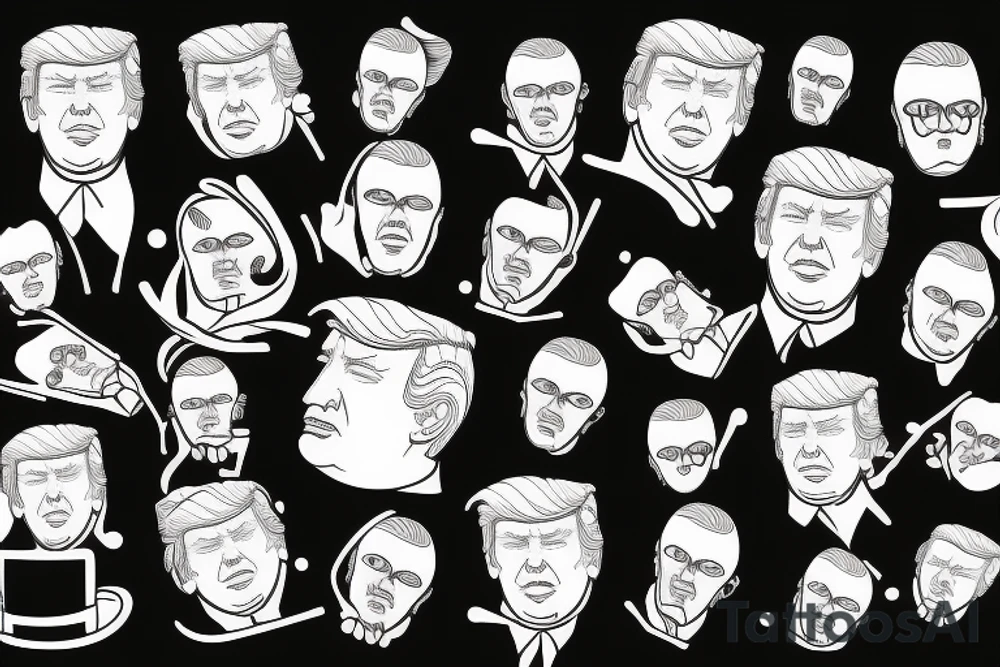 TRUMP FACE blackwork tattoo idea