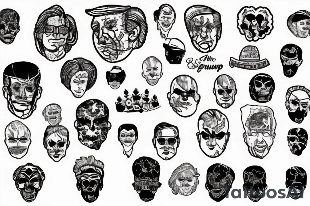 TRUMP FACE blackwork tattoo idea