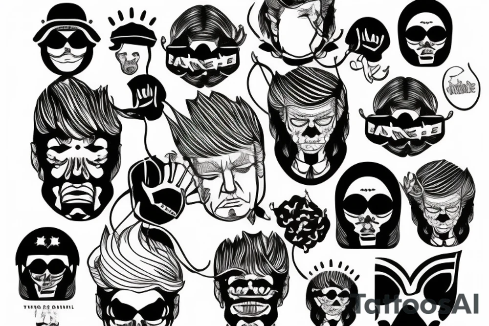 TRUMP FACE blackwork tattoo idea