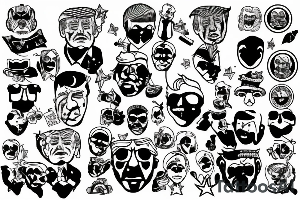 TRUMP FACE blackwork tattoo idea