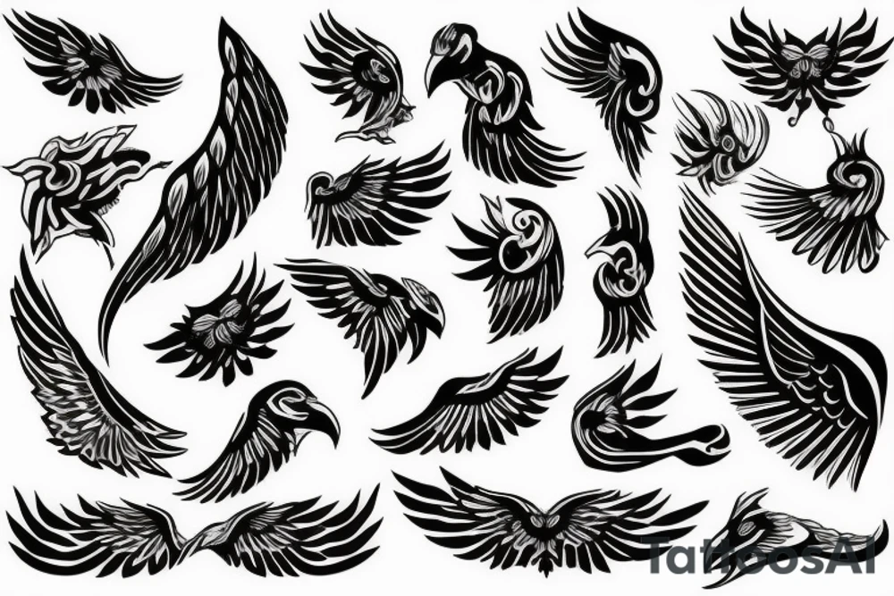 WING blackwork tattoo idea
