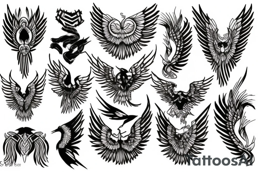 WING blackwork tattoo idea