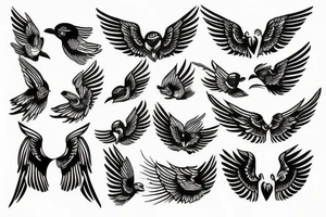WINGED BIRD blackwork tattoo idea