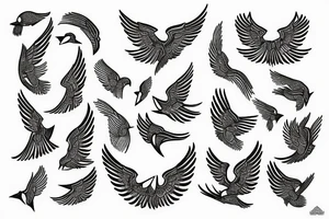 WINGED BIRD blackwork tattoo idea