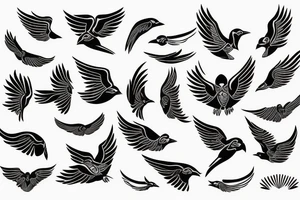 WINGED BIRD blackwork tattoo idea