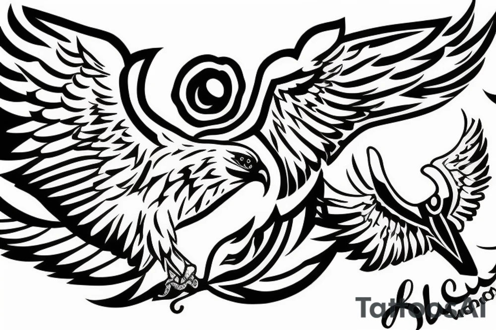 HAWK FLYING blackwork tattoo idea