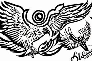 HAWK FLYING blackwork tattoo idea