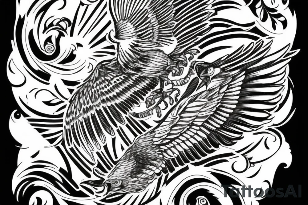 HAWK FLYING blackwork tattoo idea