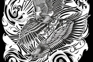 HAWK FLYING blackwork tattoo idea