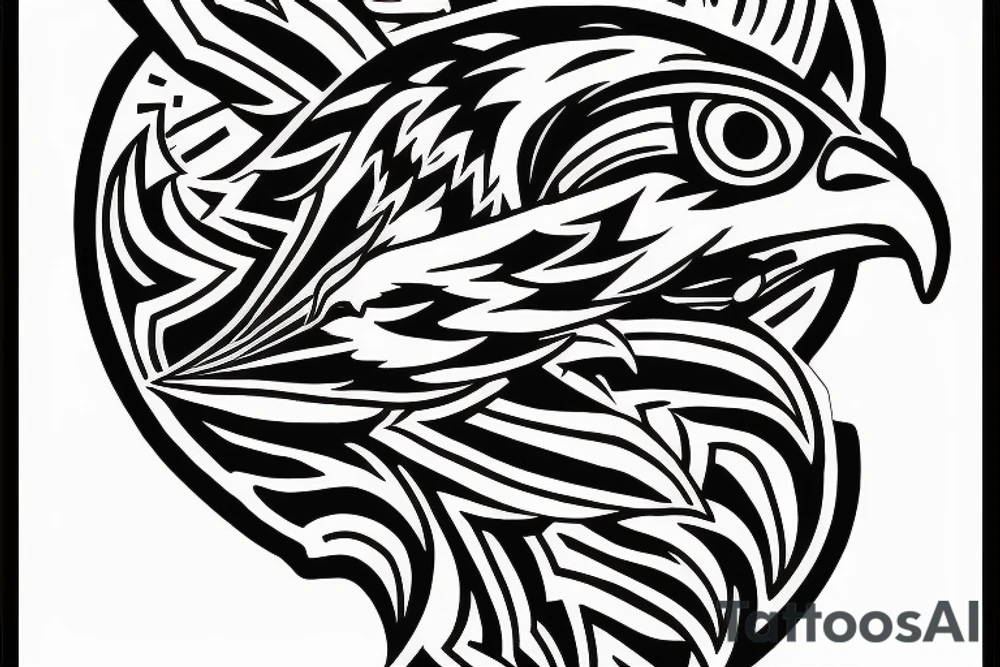HAWK FLYING blackwork tattoo idea