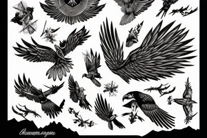 HAWK FLYING blackwork tattoo idea