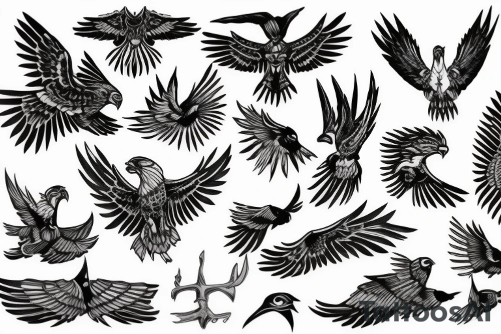 HAWK FLYING blackwork tattoo idea