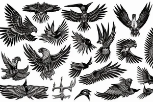 HAWK FLYING blackwork tattoo idea