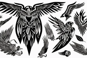 HAWK FLYING blackwork tattoo idea