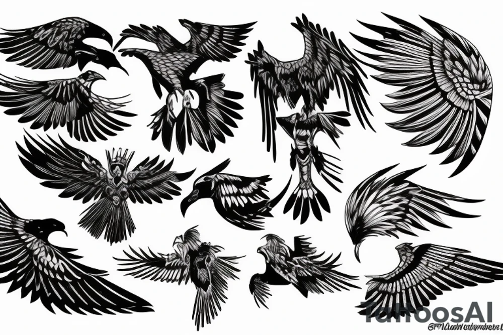 HAWK FLYING blackwork tattoo idea