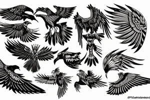 HAWK FLYING blackwork tattoo idea