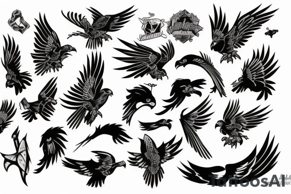 HAWK FLYING blackwork tattoo idea