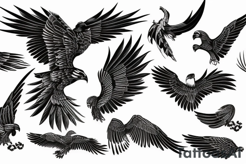 HAWK FLYING blackwork tattoo idea