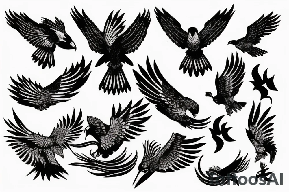 HAWK FLYING blackwork tattoo idea