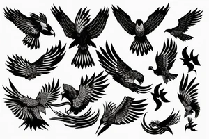HAWK FLYING blackwork tattoo idea