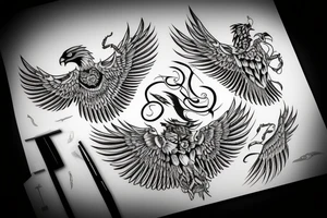 HAWK FLYING blackwork VERTICAL tattoo idea