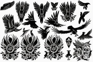 HAWK FLYING blackwork VERTICAL tattoo idea