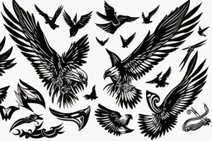 HAWK FLYING blackwork VERTICAL tattoo idea