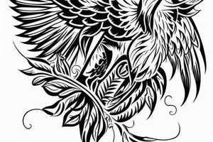 HAWK FLYING blackwork VERTICAL tattoo idea
