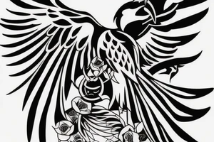 HAWK FLYING blackwork VERTICAL tattoo idea