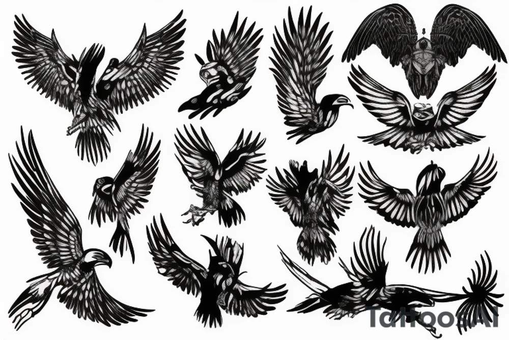HAWK blackwork tattoo idea