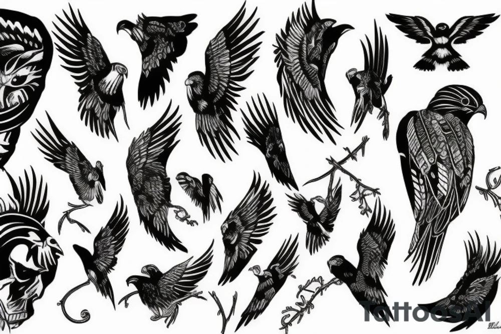 HAWK blackwork tattoo idea