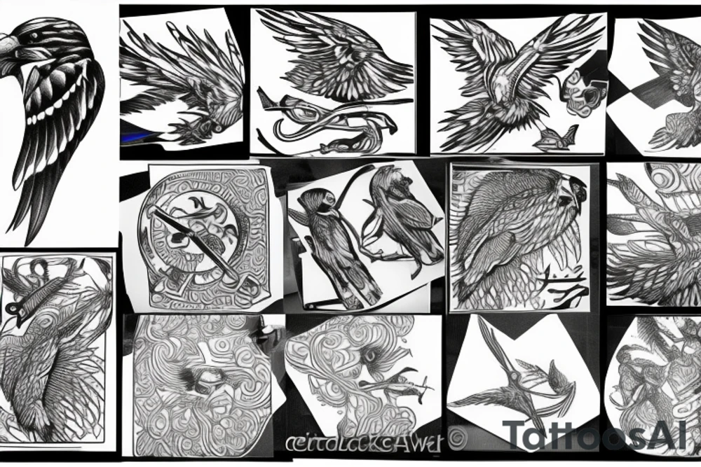 HAWK blackwork tattoo idea