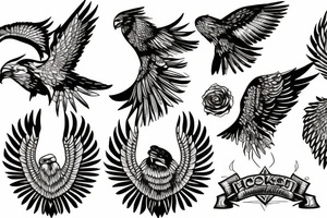 HAWK blackwork tattoo idea