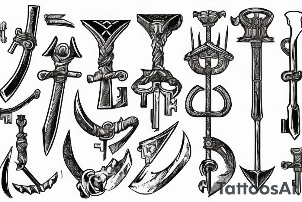 viking axe-shaped key tattoo idea