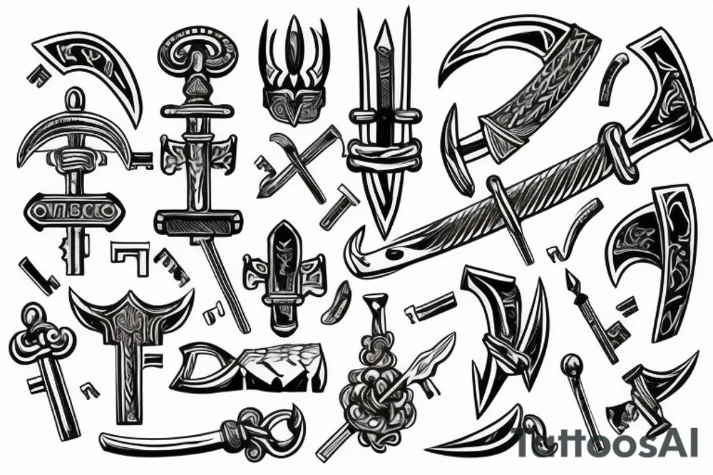 viking axe-shaped key tattoo idea