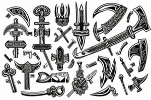 viking axe-shaped key tattoo idea