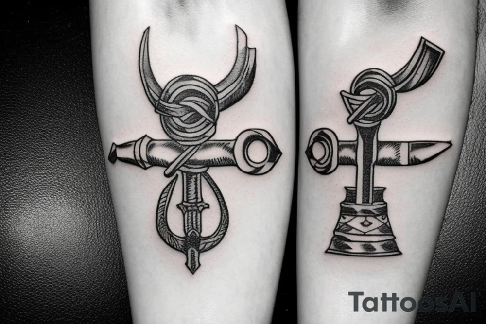 viking axe-shaped key tattoo idea