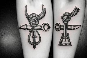 viking axe-shaped key tattoo idea