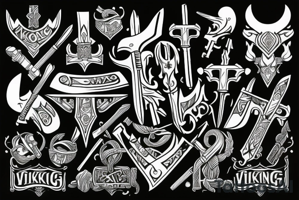 viking axe-shaped key tattoo idea