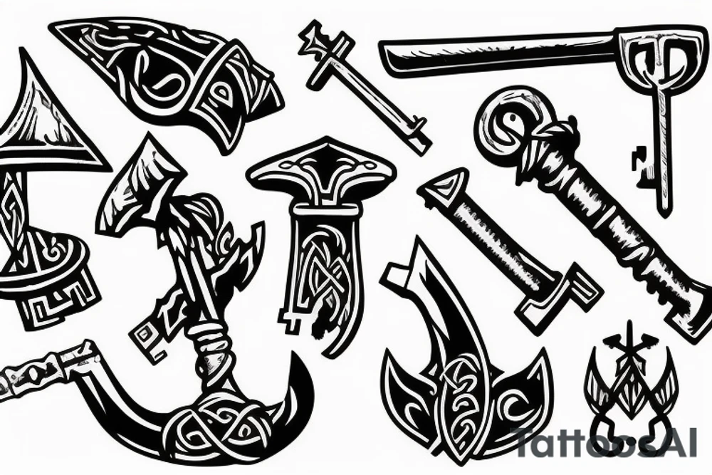 viking axe-shaped key tattoo idea