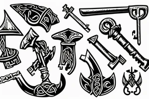 viking axe-shaped key tattoo idea