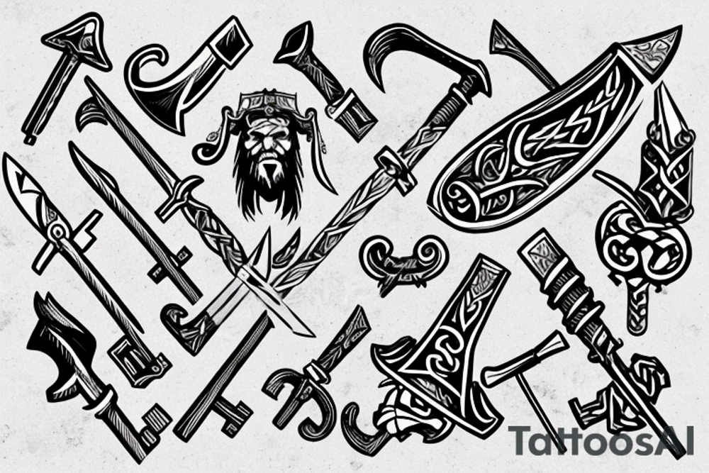 viking axe-shaped key tattoo idea