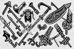 viking axe-shaped key tattoo idea