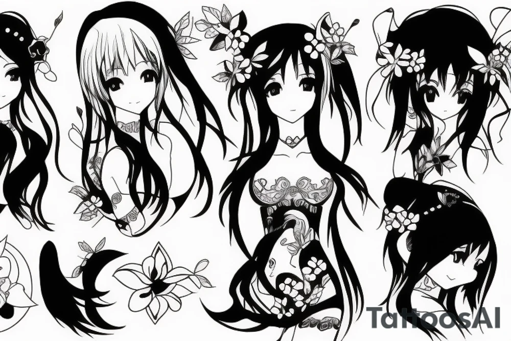 ANIME GIRL blackwork tattoo idea