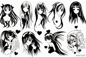 ANIME GIRL blackwork tattoo idea