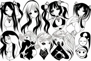 ANIME GIRL blackwork tattoo idea
