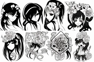 ANIME GIRL blackwork tattoo idea