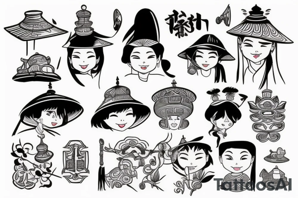 vietnamese traditional hat tattoo idea