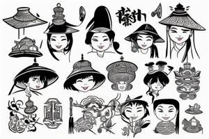 vietnamese traditional hat tattoo idea